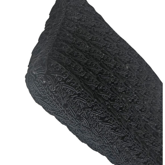 1940s Maxi Clutch Bag Large Black Crocheted Cord Vintage Lucite Toggle by Conmar - Picture 5 of 8